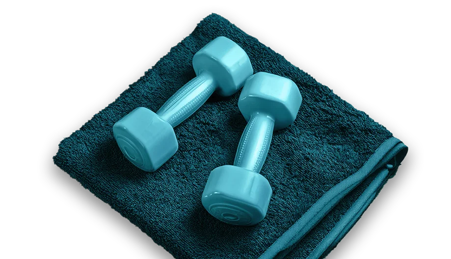 Dumbbells and fitness equipment representing B+ Fitness philosophy